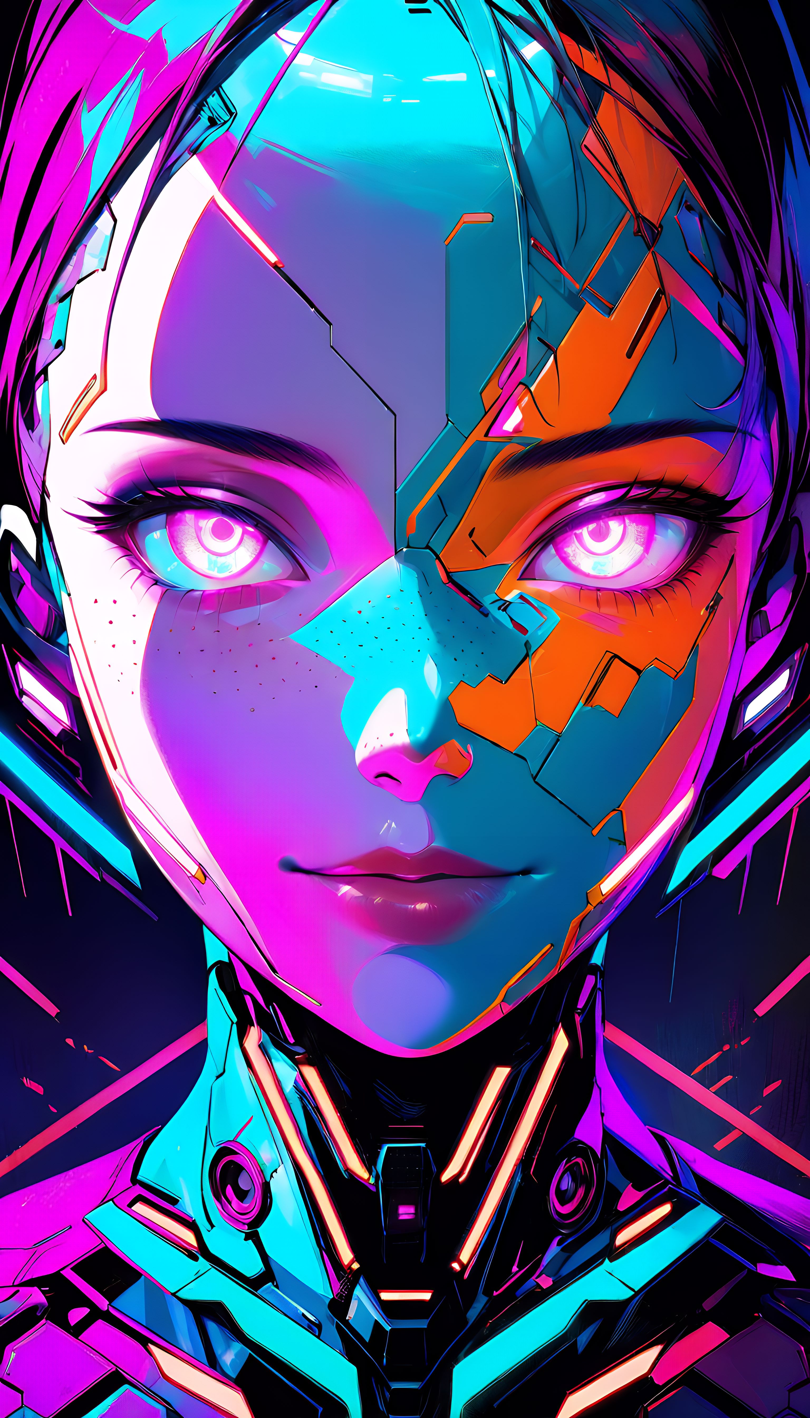 50 tapet 4K na telefon (9:16) – twarze dziewczyn (anime, neon) – Pack Vol. 1