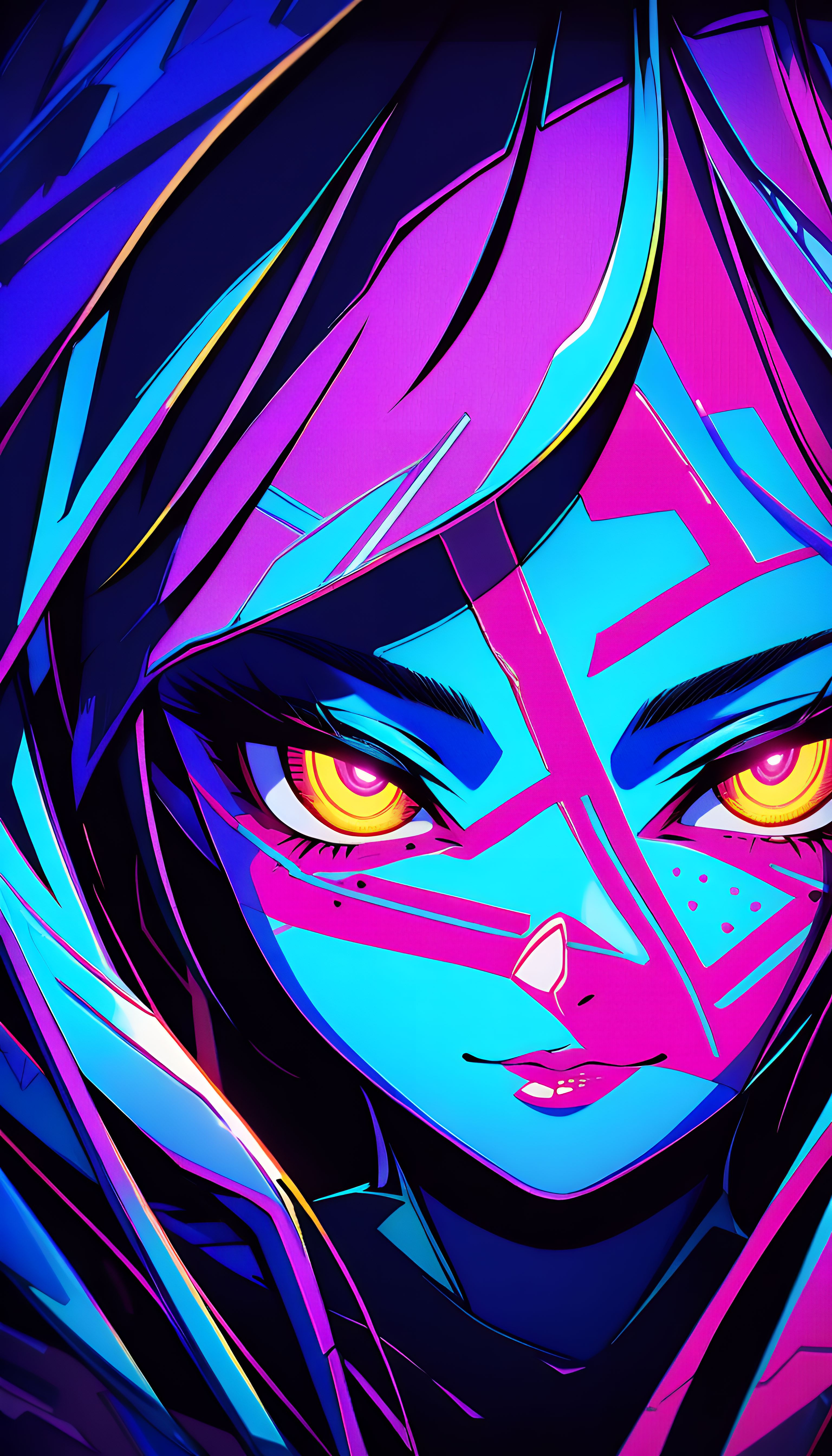 50 tapet 4K na telefon (9:16) – twarze dziewczyn (anime, neon) – Pack Vol. 2